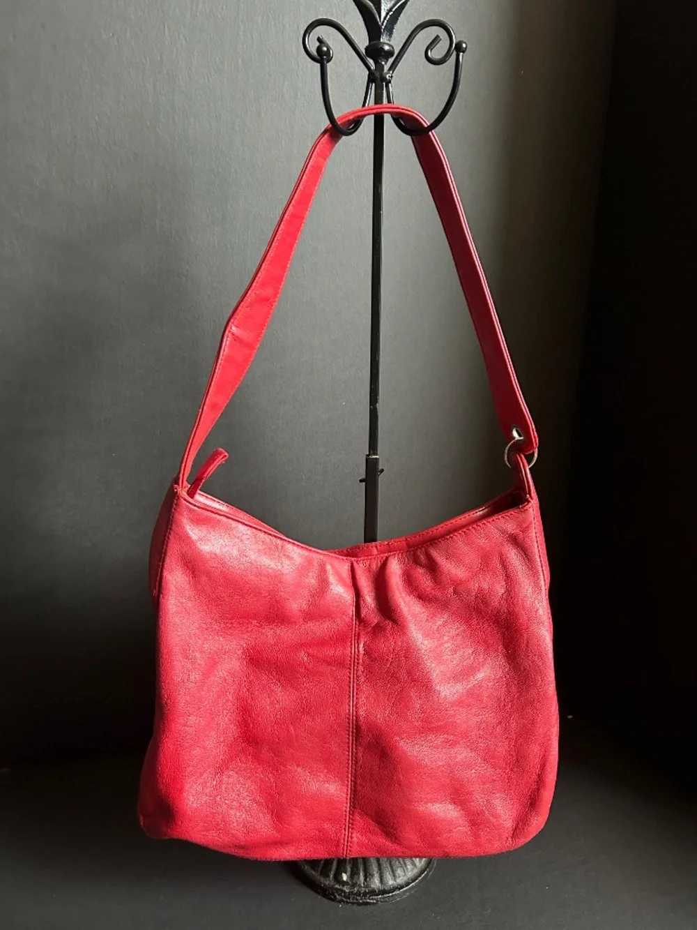 Marlo Genuine Leather Red Hobo Shoulder Bag | Soft Leather Zip Top Purse